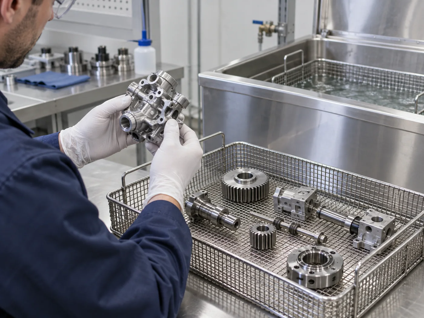 Medical instruments being cleaned